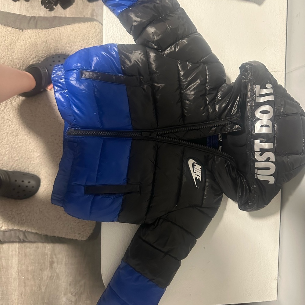 Nike Black and Blue Hooded Jacket